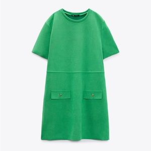 Zara Green faux suede mini dress